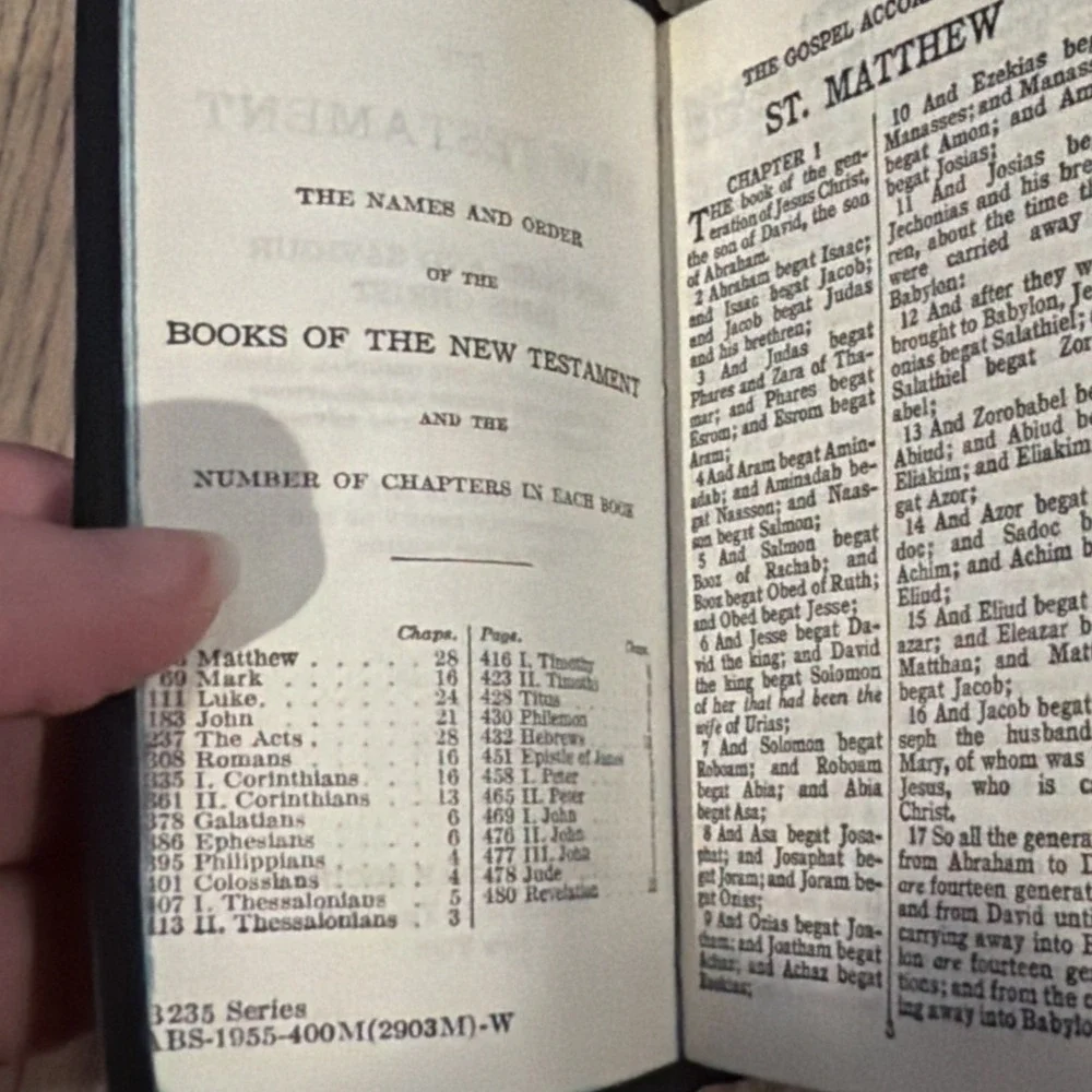 1955 Vintage New Testament Pocket Size Bible American Bible Society B-235 Series